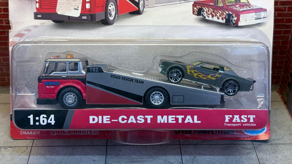 1:64 Road Rescue Team Die-Cast Set – Silver & Red Tow Truck
