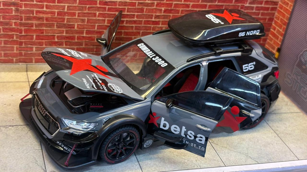 Audi RS6 Avant Modified with Roof Box & Racing Livery (Grey)