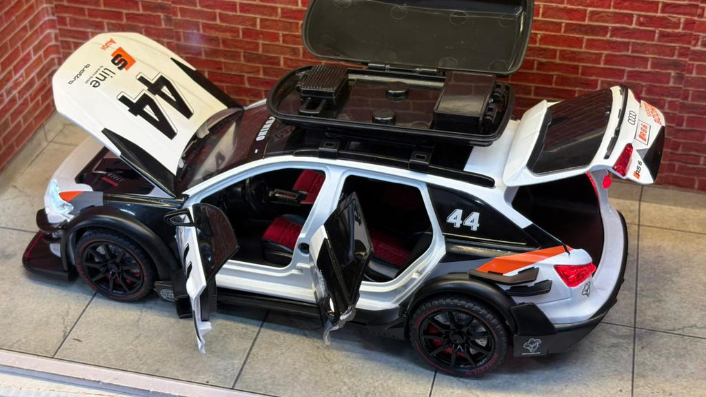 Audi RS6 Avant Modified with Roof Box & Racing Livery (Black & White)