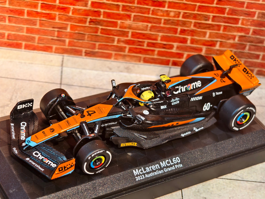 CCA Official Licensed 1:43 Scale McLaren MCL60 2023 Australian Grand Prix with Driver in Acrylic Box